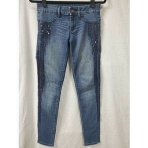 VS Siren Blue Sequin Skinny Jeans Size 4